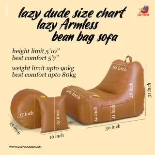 Armless Lazy Bean Bag Sofa Set - Brown- Premium Edition