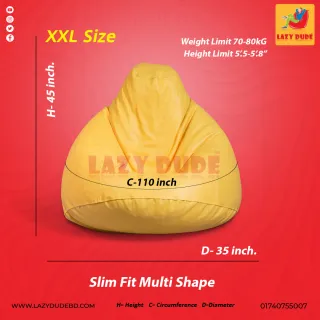 XXL Slim Fit Pear cum Multiple Shaped Lazy Bean Bag - Light Brown