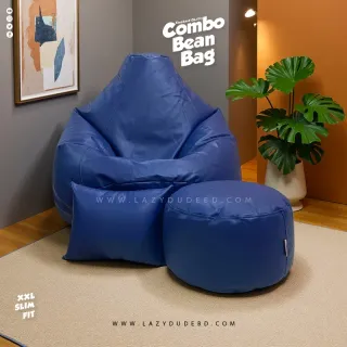 XXL Slim Fit Pear cum Multiple Shaped Lazy Bean Bag - Deep Blue