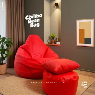 XXL Slim Fit Pear cum Multiple Shaped Lazy Bean Bag - Red