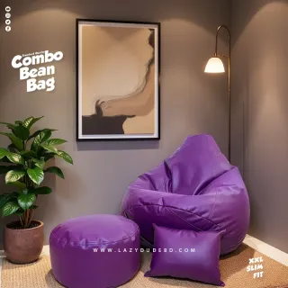 XXL Slim Fit Pear cum Multiple Shaped Lazy Bean Bag - Purple