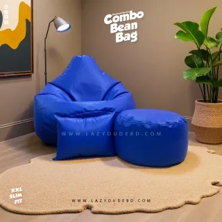 XXL Slim Fit Pear cum Multiple Shaped Lazy Bean Bag - Blue