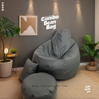 XXL Slim Fit Pear cum Multiple Shaped Lazy Bean Bag - Ash