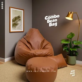 XXL Slim Fit Pear cum Multiple Shaped Lazy Bean Bag - Deep Brown