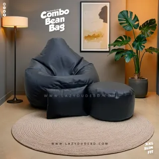 XXL Slim Fit Pear cum Multiple Shaped Lazy Bean Bag - Black