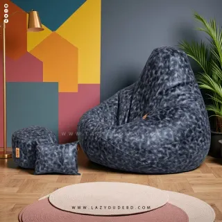 Pear cum Multiple Shaped XXL Size Lazy Bean Bag - Ash & Black Mixed Color - Premium Edition