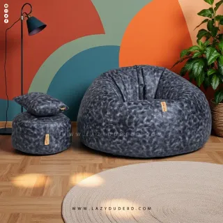 Pear cum Multiple Shaped XXL Size Lazy Bean Bag - Ash & Black Mixed Color - Premium Edition