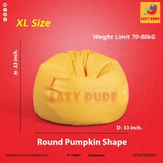 Round Pumpkin Shaped Beanbag - Ash