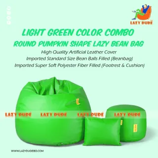 Round Pumpkin Shaped Beanbag - Light Green