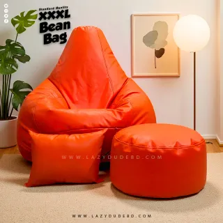 XXXL Water Drop Shaped Lazy Bean Bag - Orange - Standard Edition