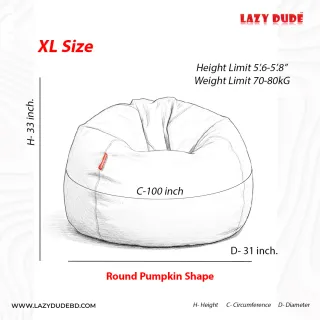Round Pumpkin Shaped Beanbag - Red - Standard Edition