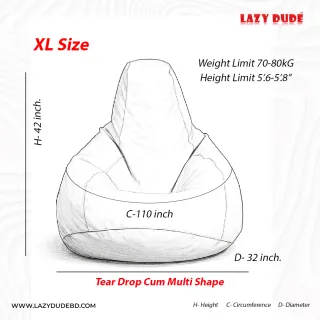 Tear Drop Multiple Shaped Beanbag - Ash - Standard Edition