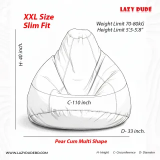 XXL Slim Fit Multiple Shaped Lazy Bean Bag - Light Brown - Standard Edition