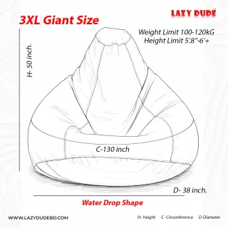 Water Drop Shaped Lazy Bean Bag - Black - Premium Edition