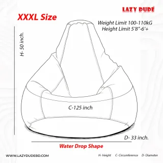 XXXL Water Drop Shaped Lazy Bean Bag - Light Brown - Standard Edition