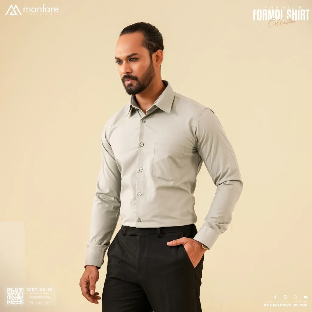 Premium Formal Solid Shirt For Men |  Light Biscuit| MS-89