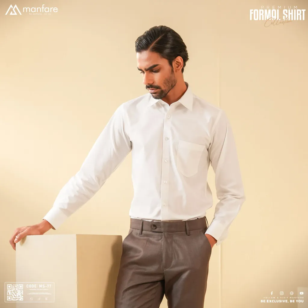 Premium Formal Solid Shirt For Men |White | MS-77