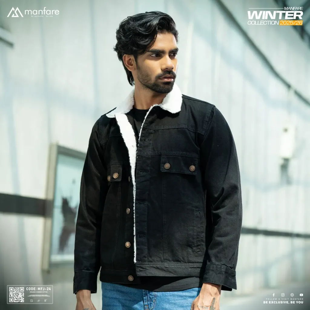 Premium Sherpa Lined Denim Jacket For Men I MFJ-24