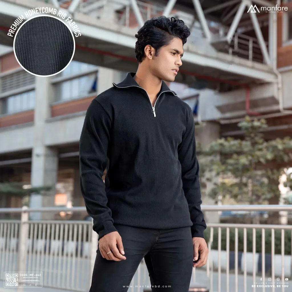 Half Zipper Old Money Sweater | Premium Rib Fabrics | MF-642