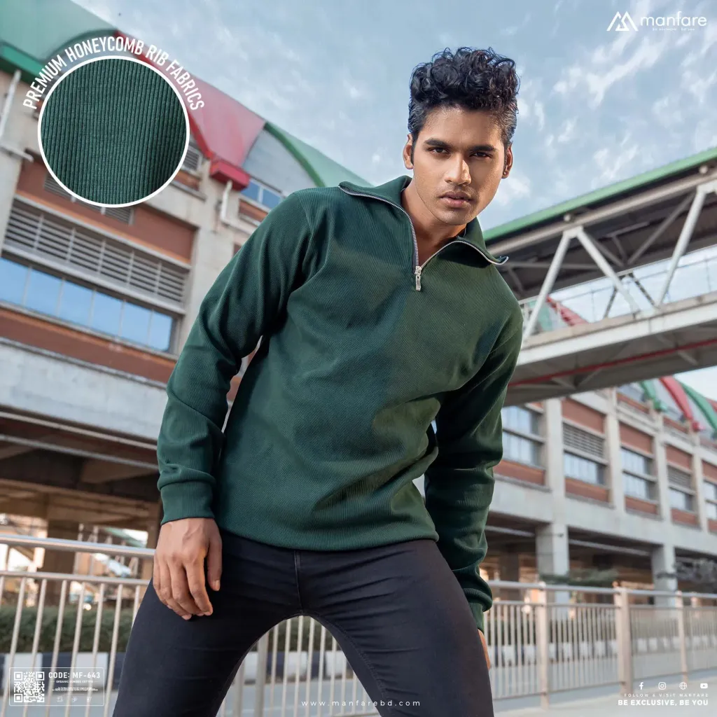 Half Zipper Old Money Sweater | Premium Rib Fabrics | MF-643