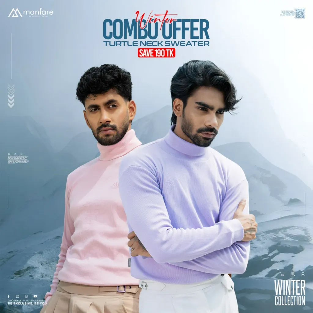 Turtle Neck Premium Rib Fabrics Sweater For Men I MF-618-C | 2 Pcs Combo Offer  I Save 190tk