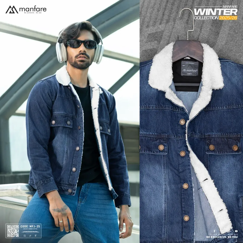 Premium Sherpa Lined Denim Jacket For Men I MFJ-25