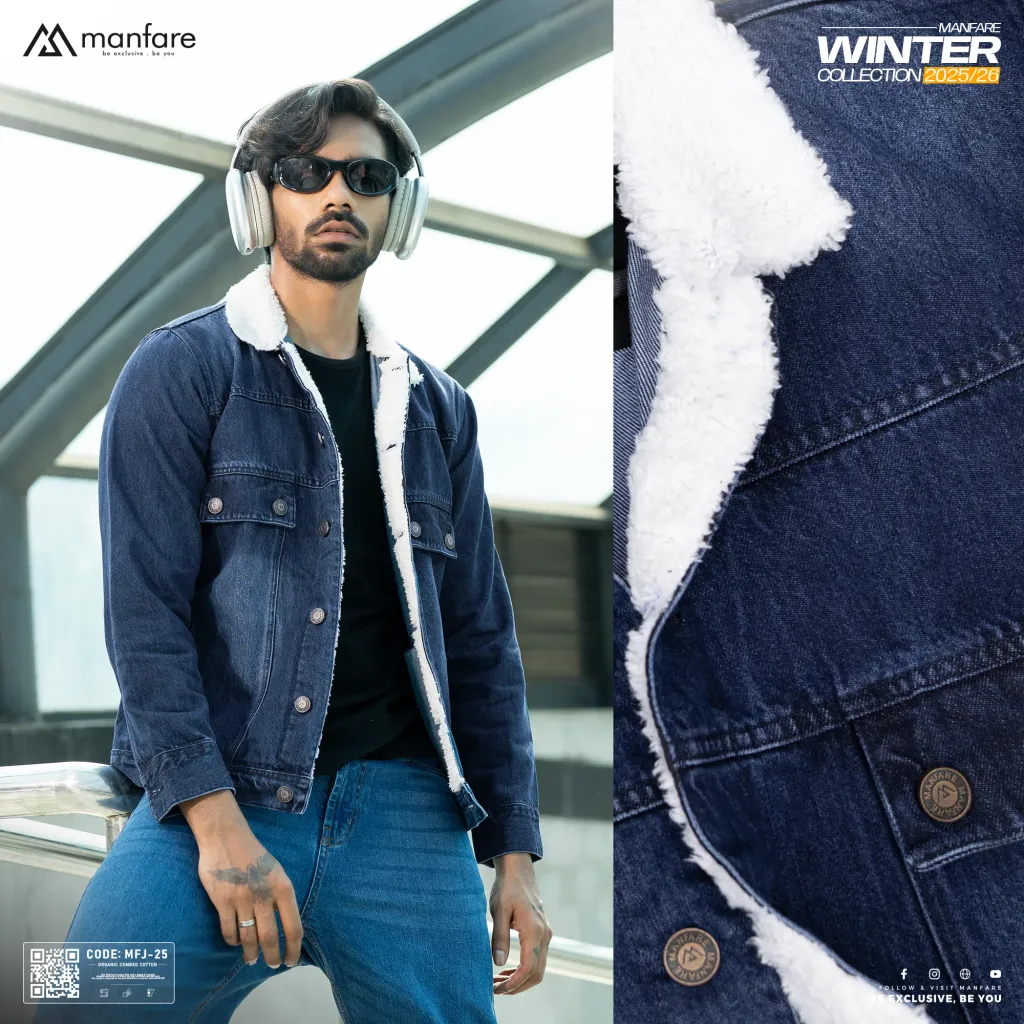Premium Sherpa Lined Denim Jacket For Men I MFJ-25