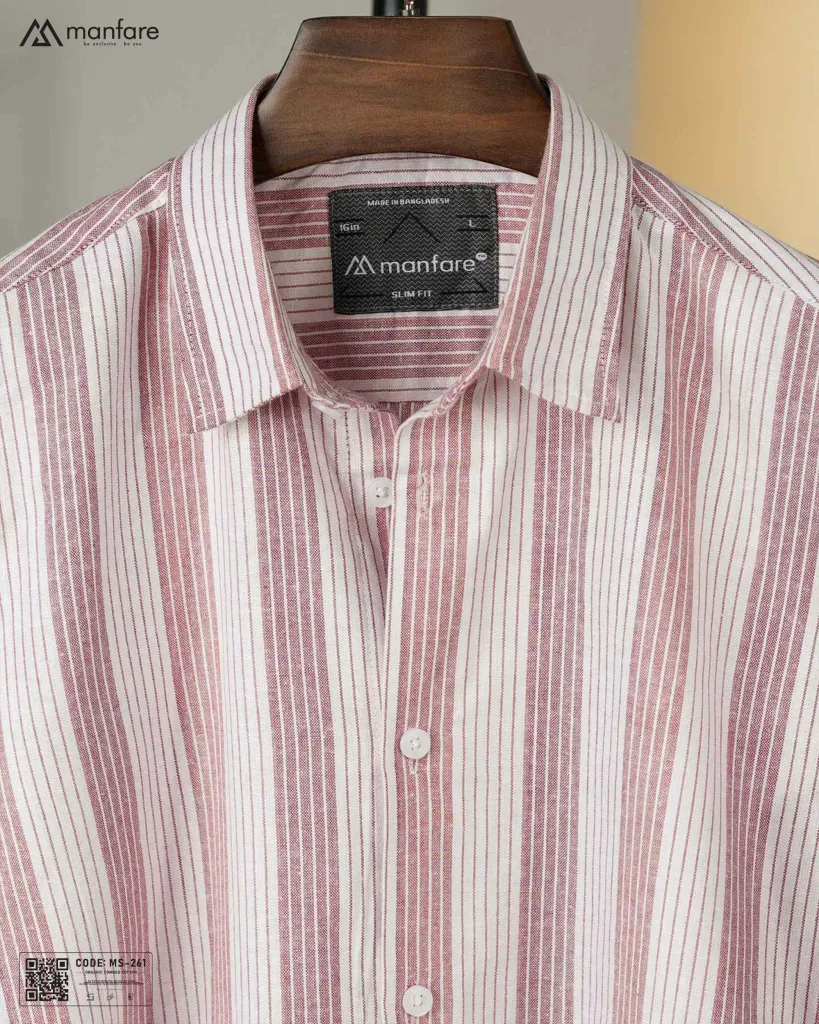Rosy Brown and White Old Money Striped Shirt | MS-261