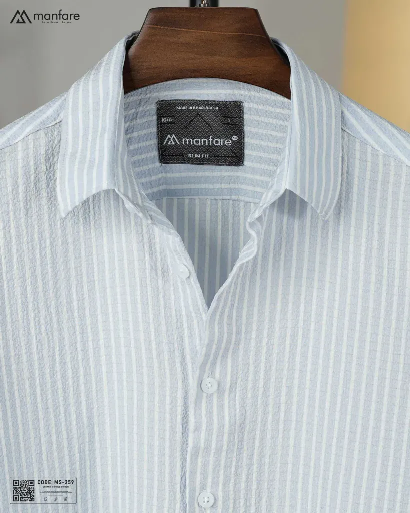 Sky blue and White Old Money Striped Shirt | MS-259