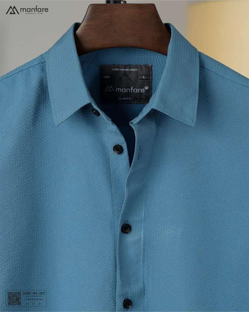 Slate Blue Duel Tone Old Money Striped Shirt | MS-257