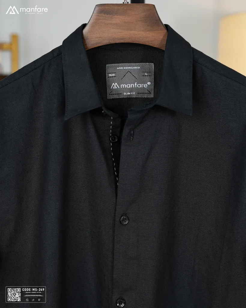 Premium Remi Cotton Shirt | Black | MS-249