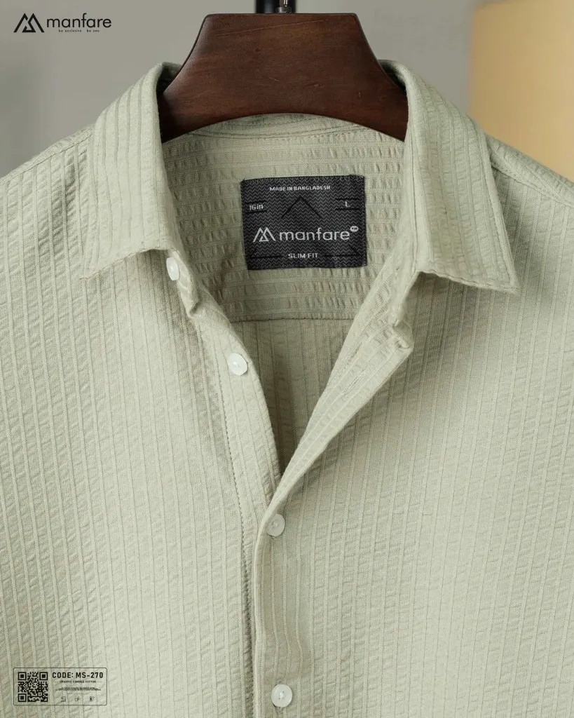 Mist Gray Duel Tone Old Money Striped Shirt | MS-270