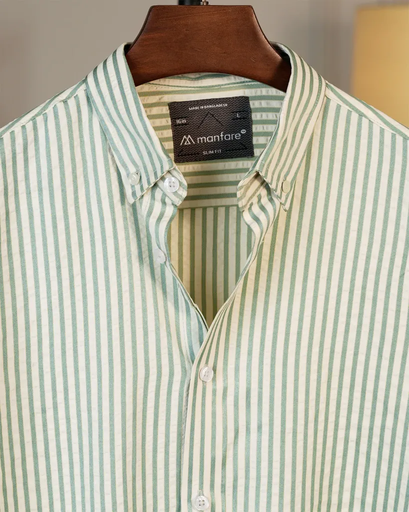 Mint and white Old Money Striped Shirt | MS-285