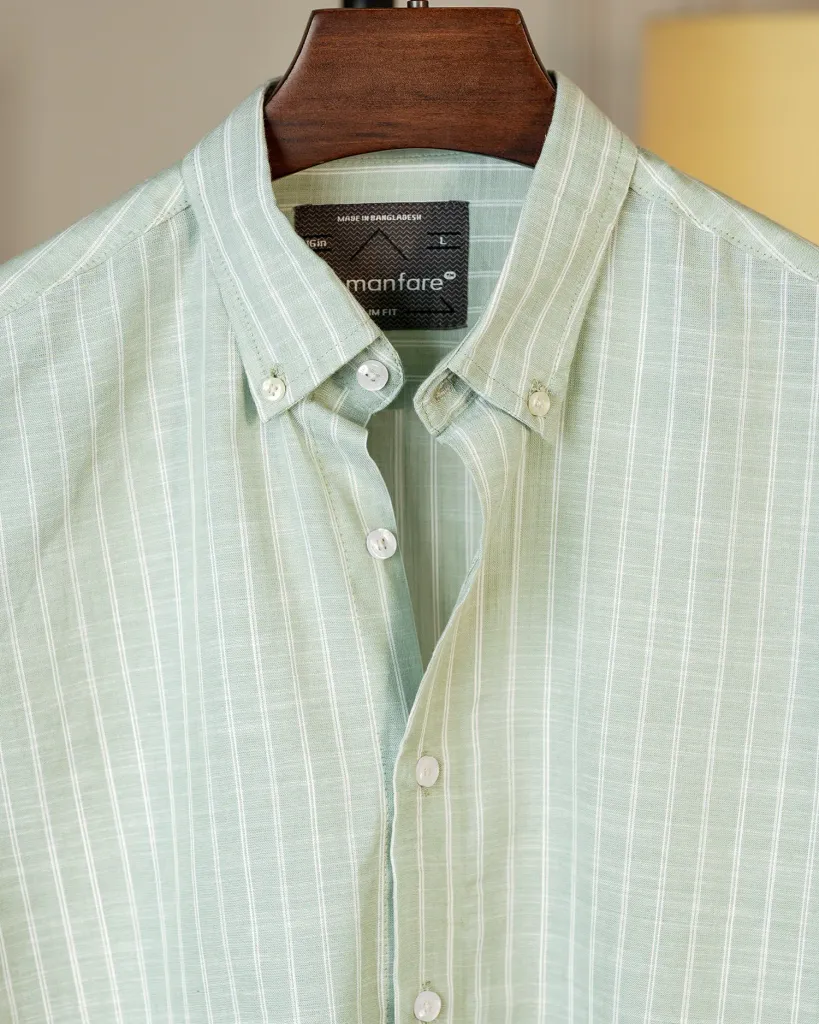 Lime Old Money Striped Shirt | MS-286