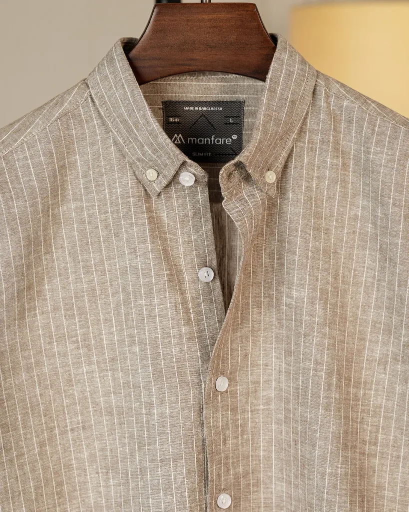 Grey Old Money Striped Shirt | MS-287