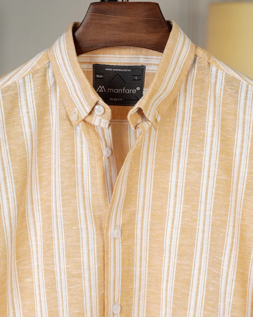 Pastel Orange Old Money Striped Shirt | MS-288