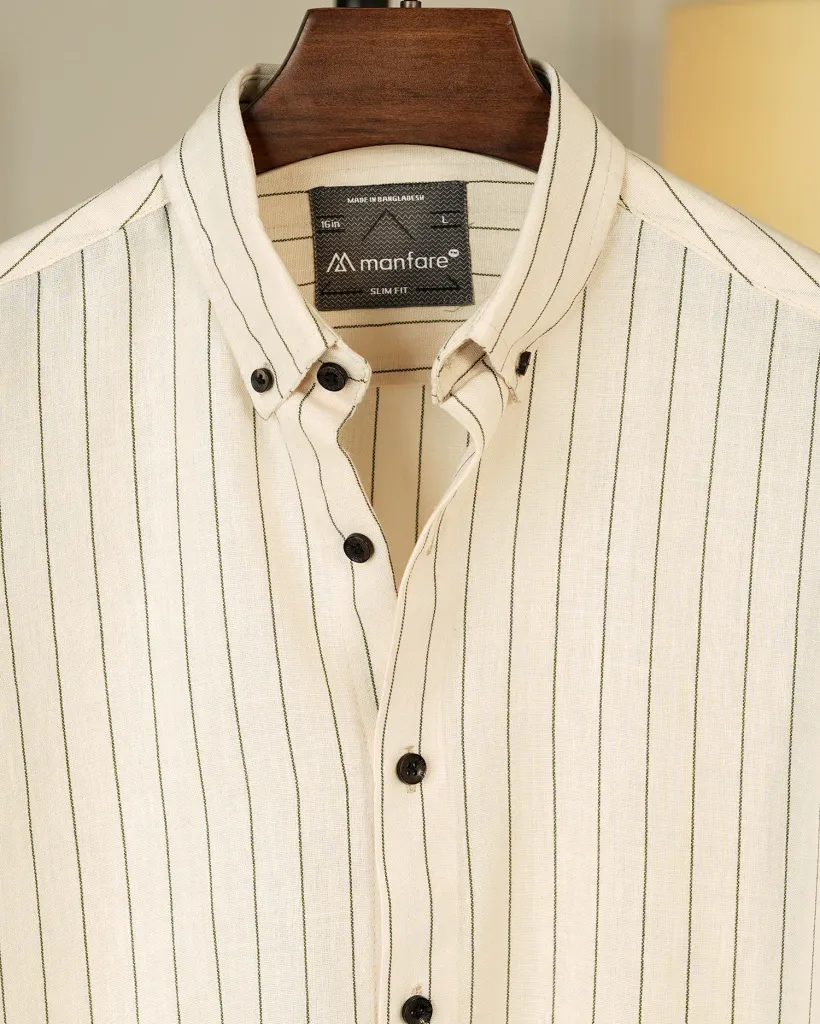 White Old Money Striped Shirt | MS-289