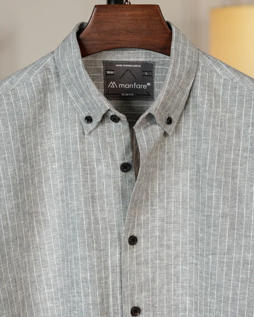 Grey and white Old Money Striped Shirt | MS-290
