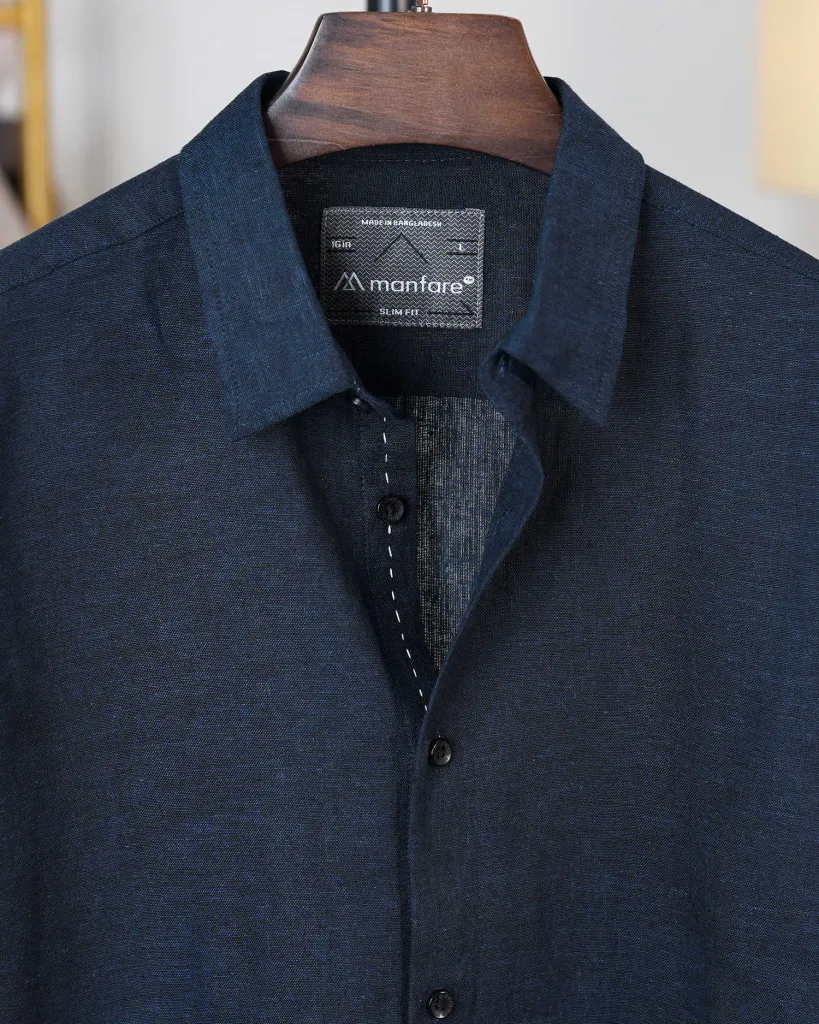 Premium Remi Cotton Shirt - Navy Blue | MS-305