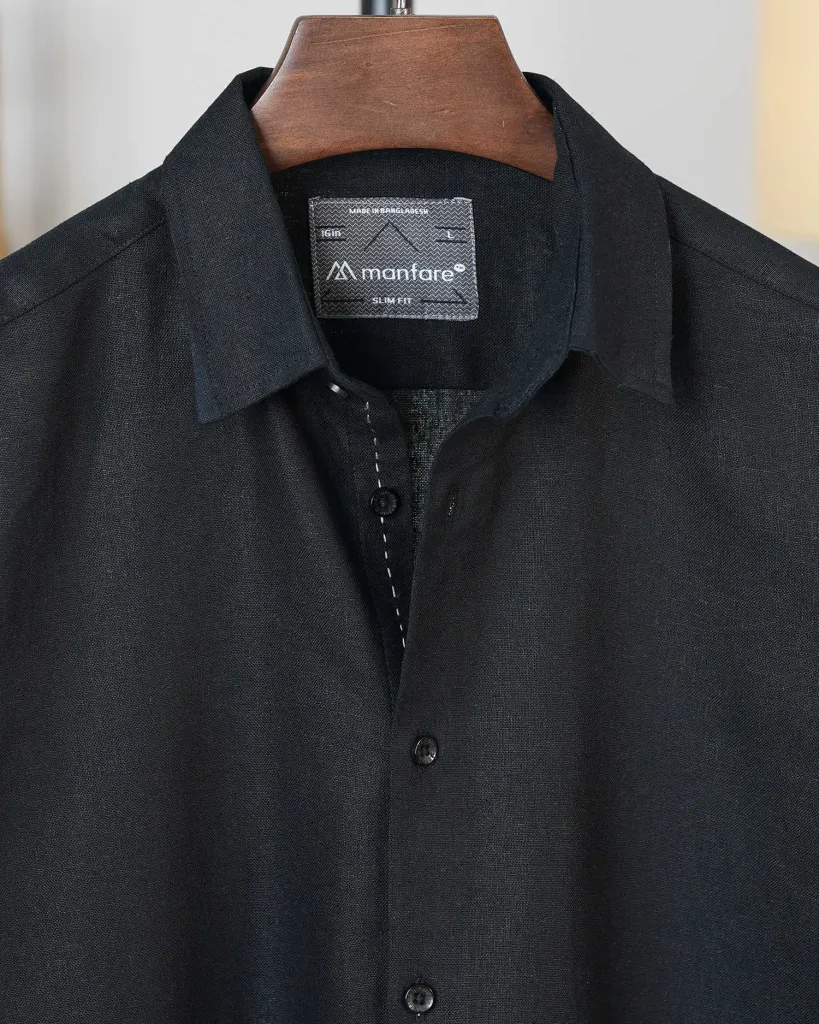 Premium Remi Cotton Shirt - Black | MS-306