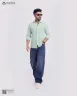 Mint and blue Old Money Striped Check Shirt | MS-264