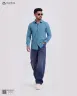 Slate Blue Duel Tone Old Money Striped Shirt | MS-257