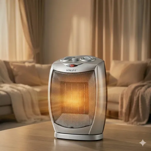 SOKANY Electric Room Heater SK-1653 - 2000W Rotating with Thermostat & Cold Wind Safe for Kids and Adult