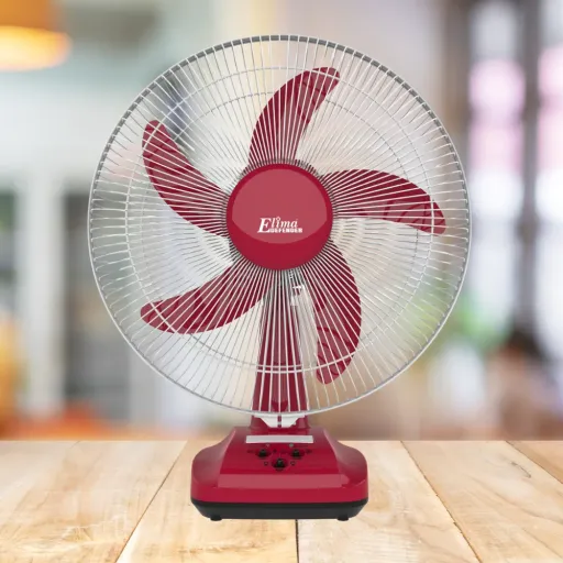Elima EM-KN2916M Rechargeable 16-Inch 12-Hour+ Backup Table Fan with LED | 6V 7.0Ah Battery | AC/DC | Long Backup Fan