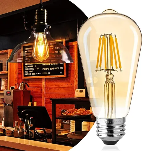 Vintage Edison Light Bulb LED, E27 Edison Screw ST64 Filament Bulb 4W (40W Equivalent) 400LM 2700K Warm White, Retro Old Fashioned Style Antique Lamp [Energy Class A++]