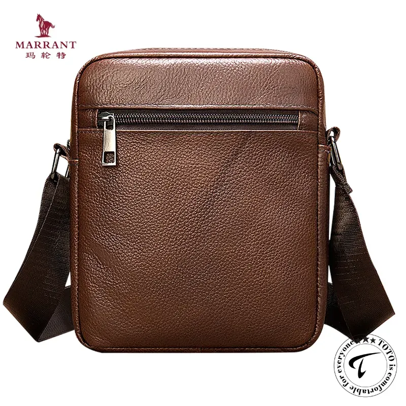 MARRANT Cowhide Leather Crossbody Messenger Bag for Unisex