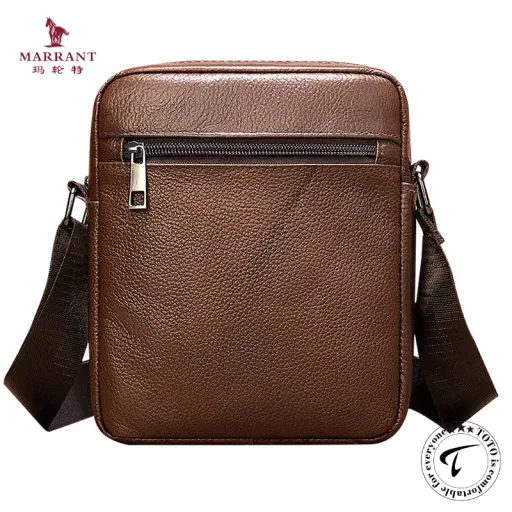 MARRANT 7362 Genuine Cowhide Leather Crossbody Messenger Bag for Men & Women