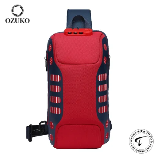 OZUKO 9339 USB Charging Anti-Theft Multifunctional Crossbody Chest Bag for Men & Women