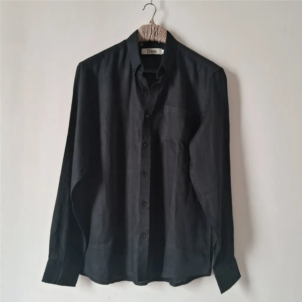 Whole Black Premium Linen Long Sleeve Alpha Shirt