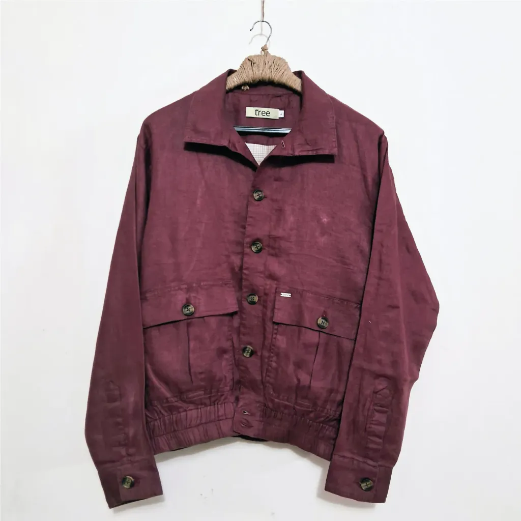 Cranberry Premium Linen Blouson Jacket